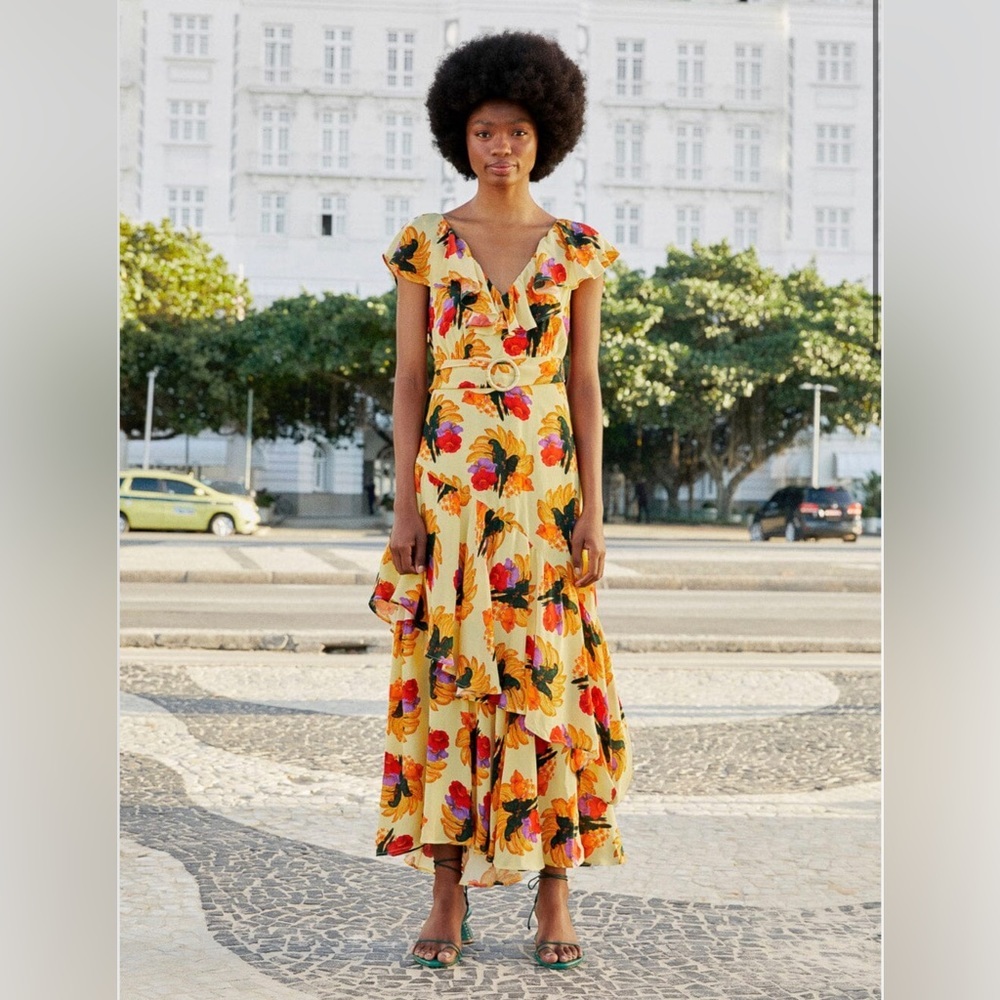 NWT FARM Rio Banana Nest Midi Dress